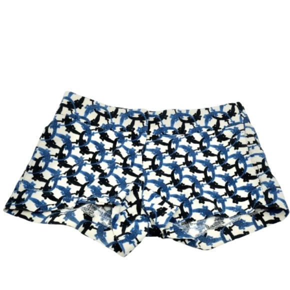 J CREW~LIZARD PRINT BLUE & WHITE WOMEN'S COTTON SHORTS - Picture 1 of 3
